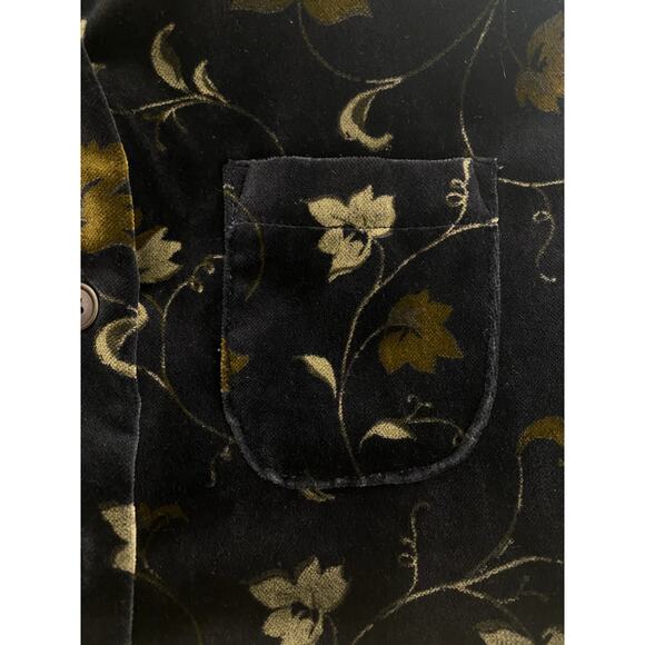 SMITH & HAWKEN Dress 12 Velour 90s Blue Floral Long Sleeve Cottagecore VTG USA - Picture 5 of 8